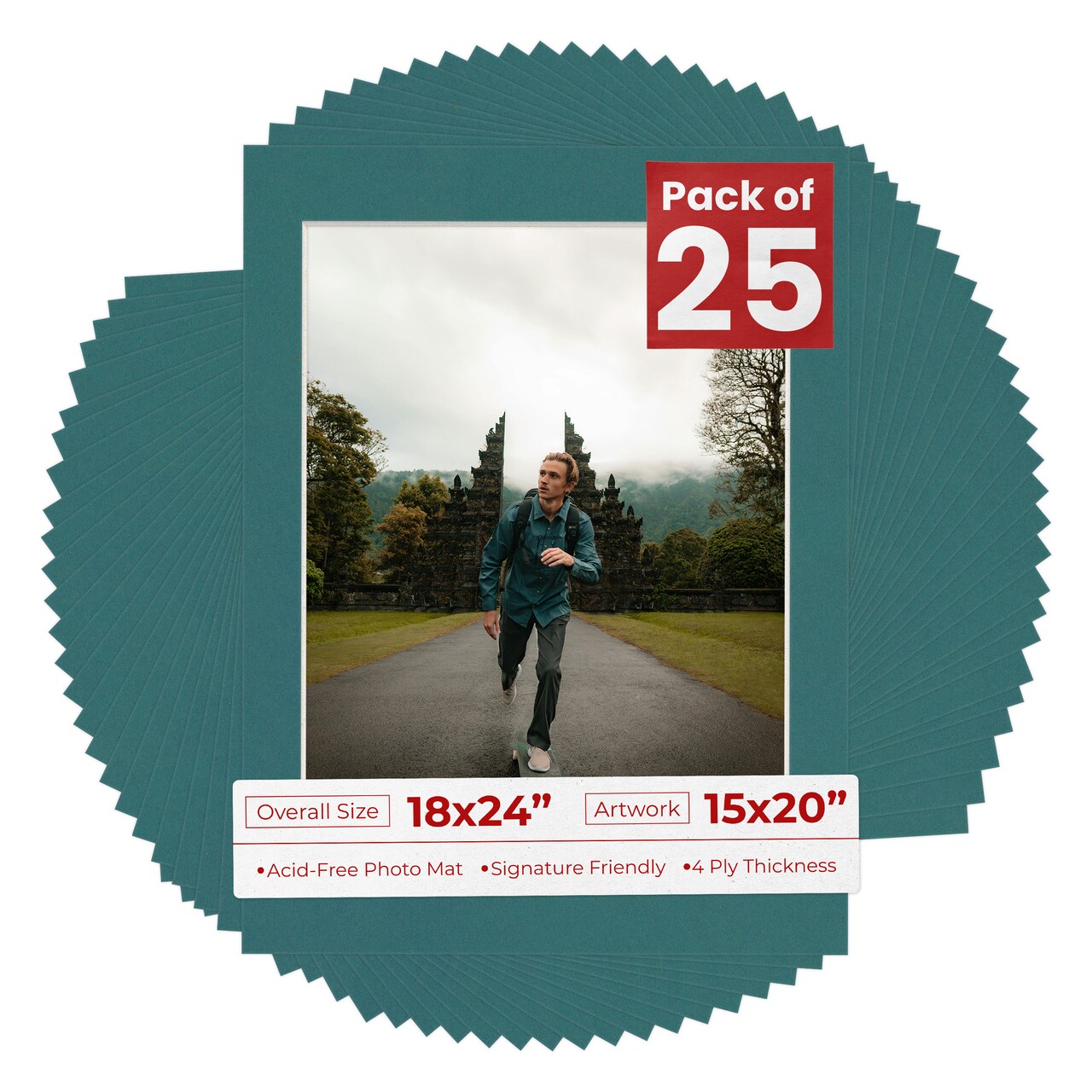 Everglade Green Mat Board for 18x24 Frames - Fits 15x20 Photos